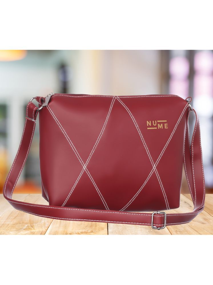     			NuMe Maroon PU Sling Bag