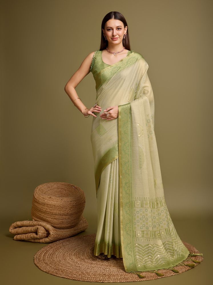     			Rekha Maniyar Silk Blend Printed Saree With Blouse Piece - Green ( Pack of 1 )