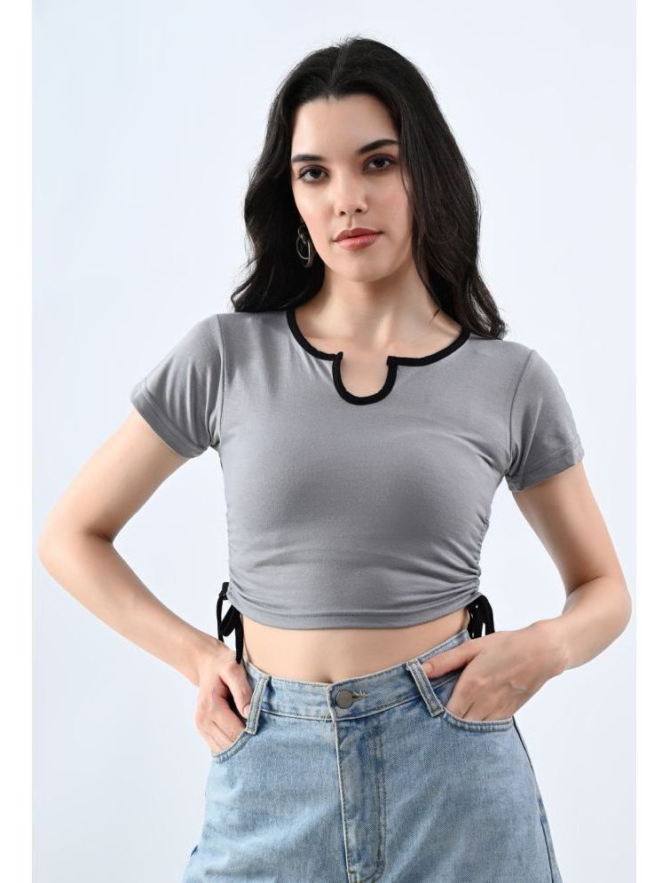     			clafoutis Grey Cotton Women's Crop Top ( Pack of 1 )