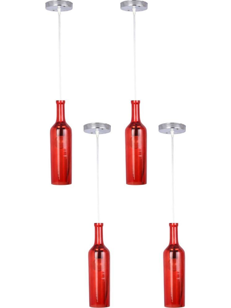     			1st Time Glass Designer Ceiling Lamp Pendant Red - Pack of 4