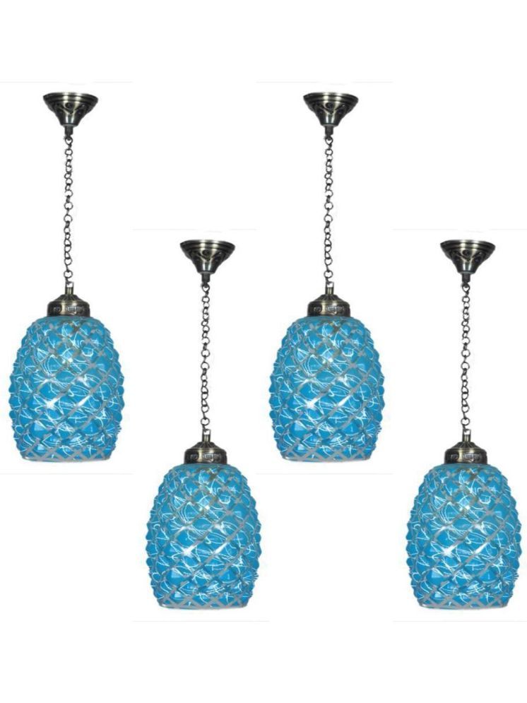     			1st Time Glass Designer Ceiling Lamp Pendant Blue - Pack of 4