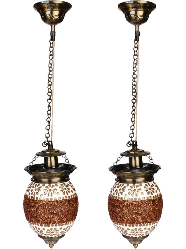     			1st Time Glass Designer Ceiling Lamp Pendant Brown - Pack of 2