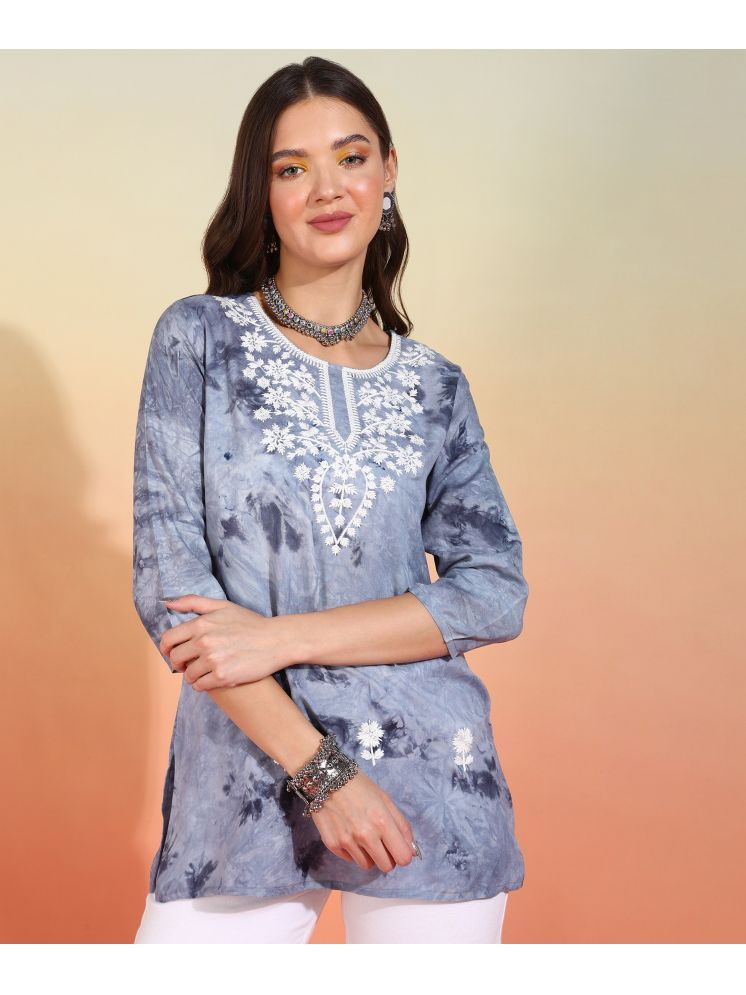     			AASIYA Viscose Blend Embroidered Straight Women's Kurti - Grey ( Pack of 1 )