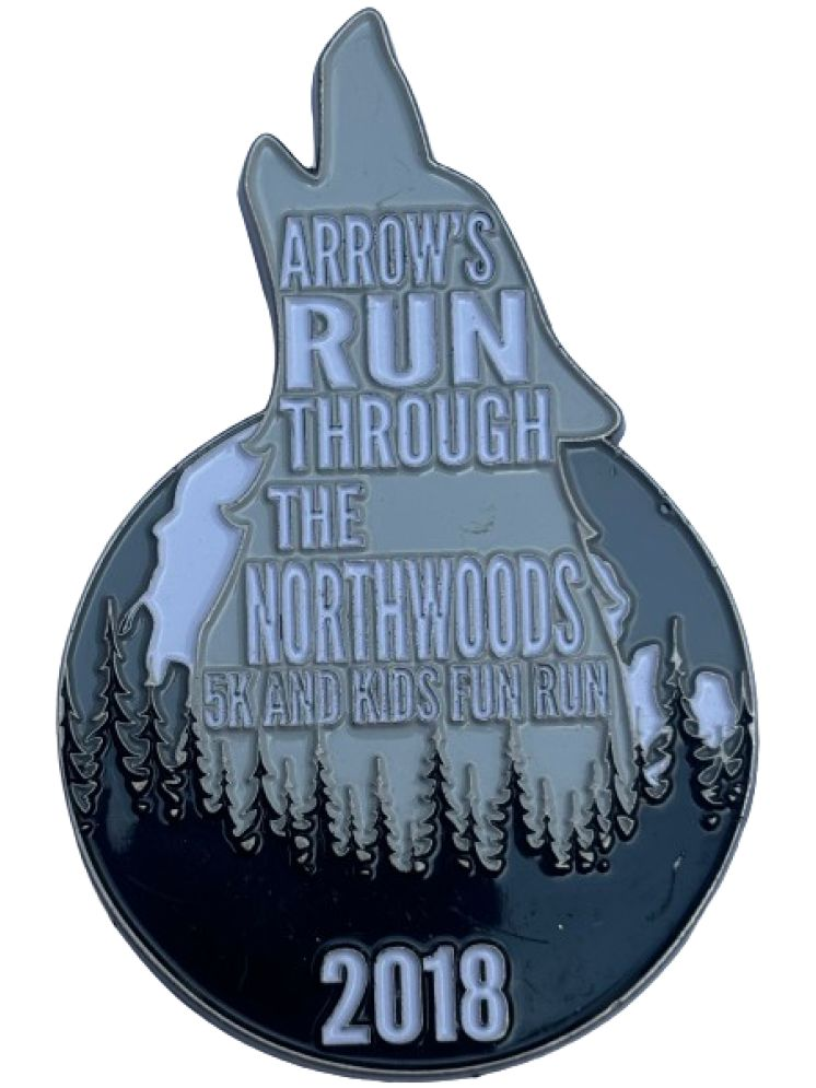     			ARROWS RUN THROUGH THE NORTHWOODS 5K AND KIDS FUN RUN 2018 VERY UNIQUE AND RARE TO FIND MEDAL IN AMAZING CONDITION