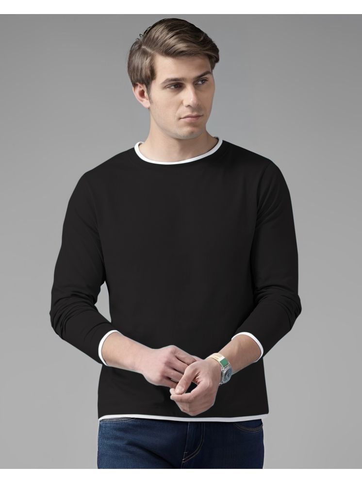     			AUSK Cotton Blend Regular Fit Solid Full Sleeves Men's Round T-Shirt - Black ( Pack of 1 )