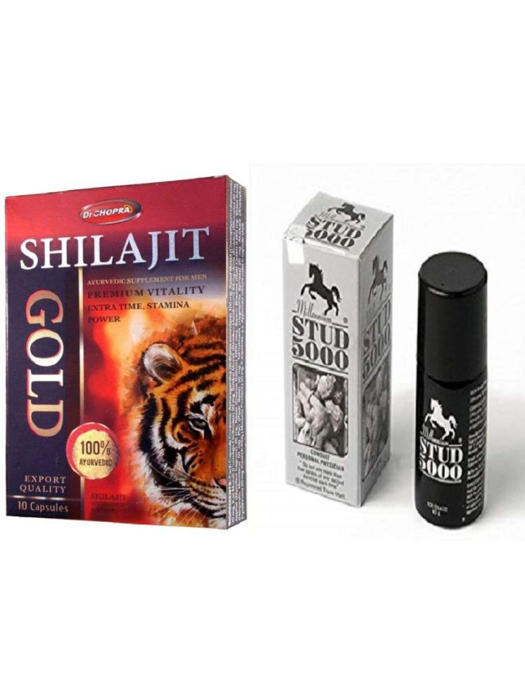     			Ayurvedic Shilajit 10 Capsules And Millennium Stud 5000 Lubricant Delay Spray - Enhance Your Intimate Moments Syan Deals