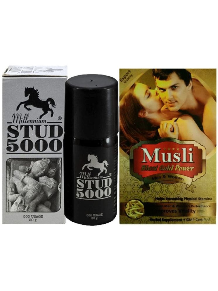     			Combo of Millennium Stud 5000 Timing Spray for Men & Dr Chopra Musli Blast Gold Power 10 Capsule