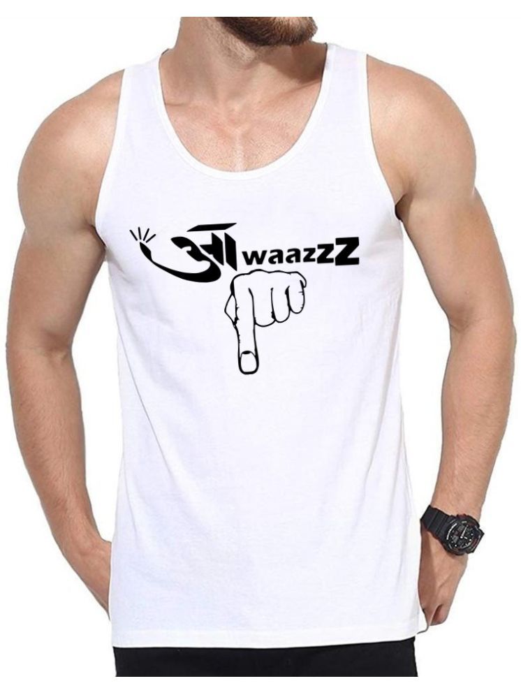     			EDApparels Polyester Men's Vest ( White ) Printed Gym Vest