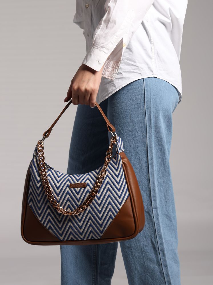     			ENSAC Blue Cotton Satchel Bag