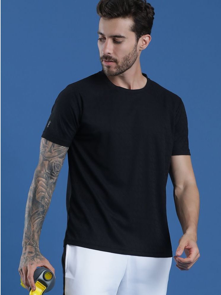     			EPPE Polyester Regular Fit Solid Half Sleeves Men's Round T-Shirt - Black ( Pack of 1 )