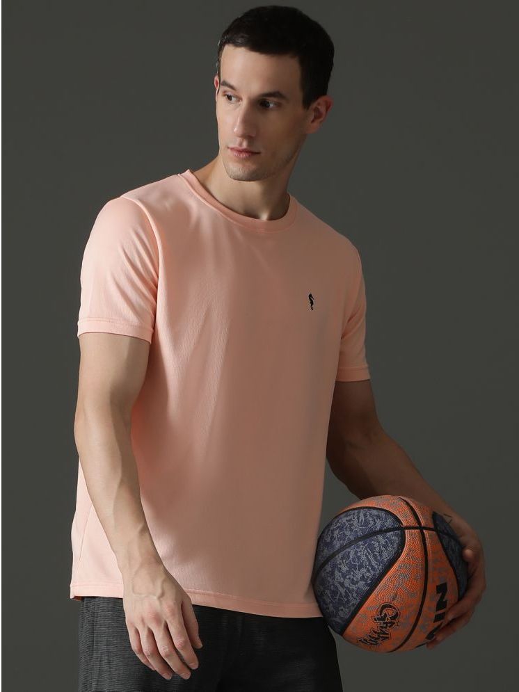     			EPPE Polyester Slim Fit Solid Half Sleeves Men's Round T-Shirt - Peach ( Pack of 1 )