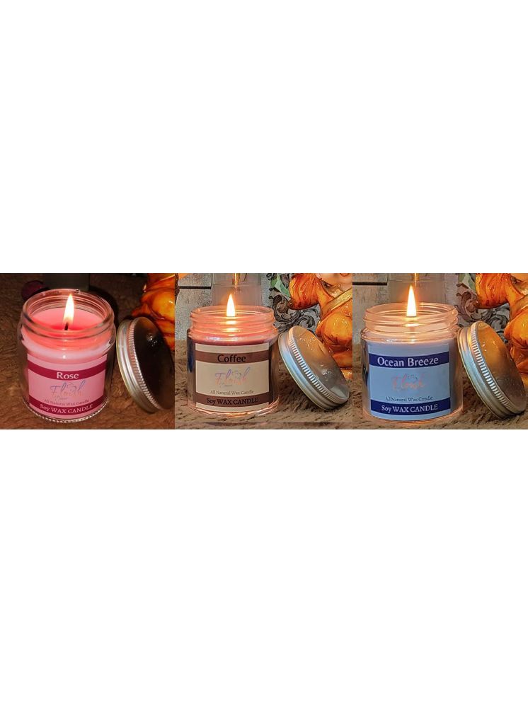     			Floish Multicolour Aromatherapy Jar Candle 6.4 cm ( Pack of 3 )