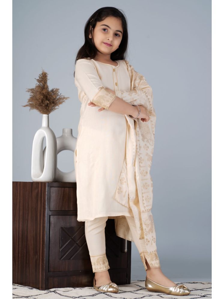     			Itemzon Beige Viscose Girls Kurta and Pant Set ( Pack of 1 )