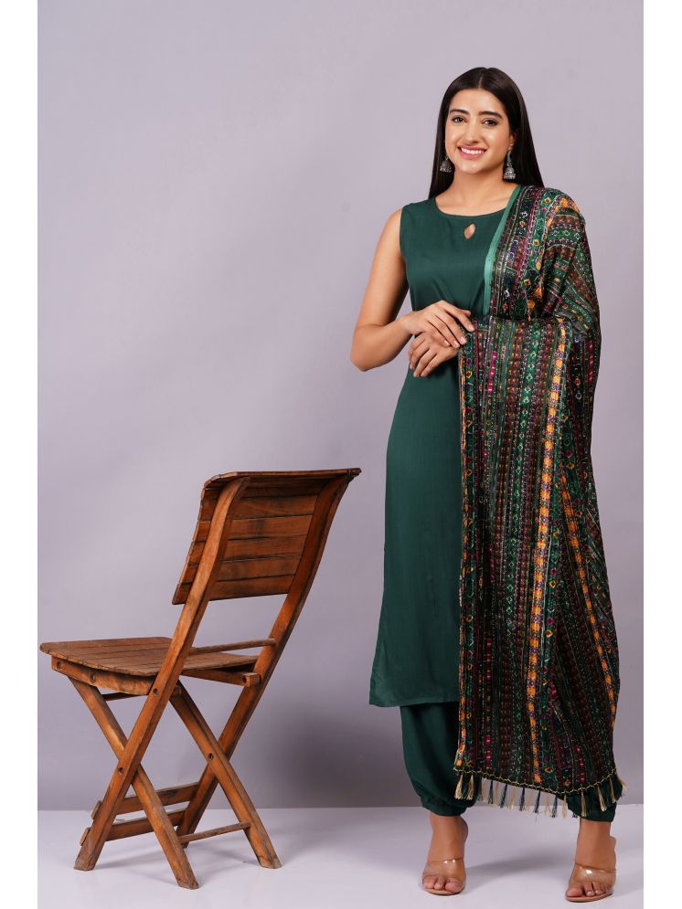     			JC4U Rayon Solid Kurti With Patiala Women's Stitched Salwar Suit - Green ( Pack of 1 )