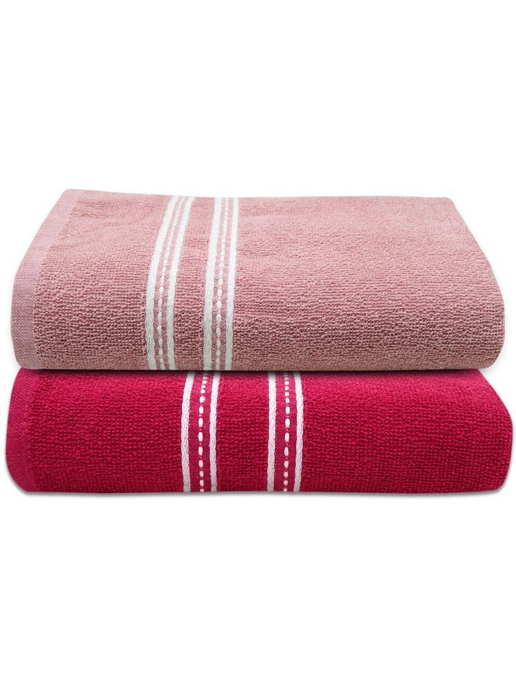     			LADLI JEE Cotton Striped 400 -GSM Bath Towel ( Pack of 2 ) - Light Pink