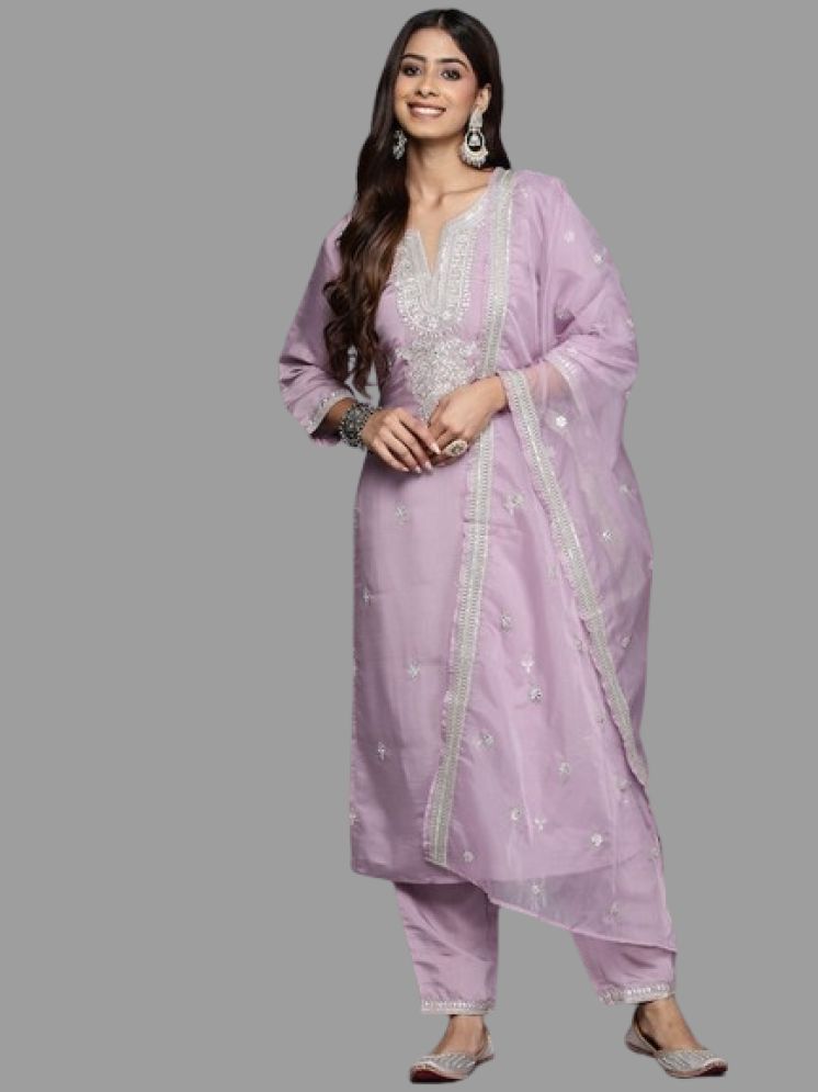     			LEKHIT Cotton Silk Embroidered Kurti With Pants Women's Stitched Salwar Suit - Pink ( Pack of 1 )