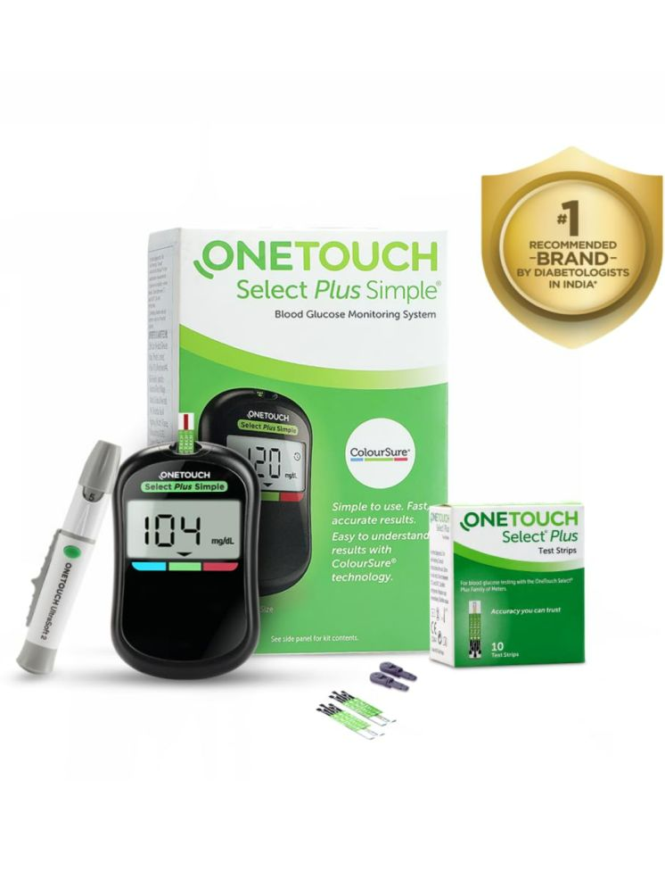     			OneTouch Select Plus Simple glucometer | FREE 10 Test Strips + 10 Lancets + 1 La METER 10 Test Strips