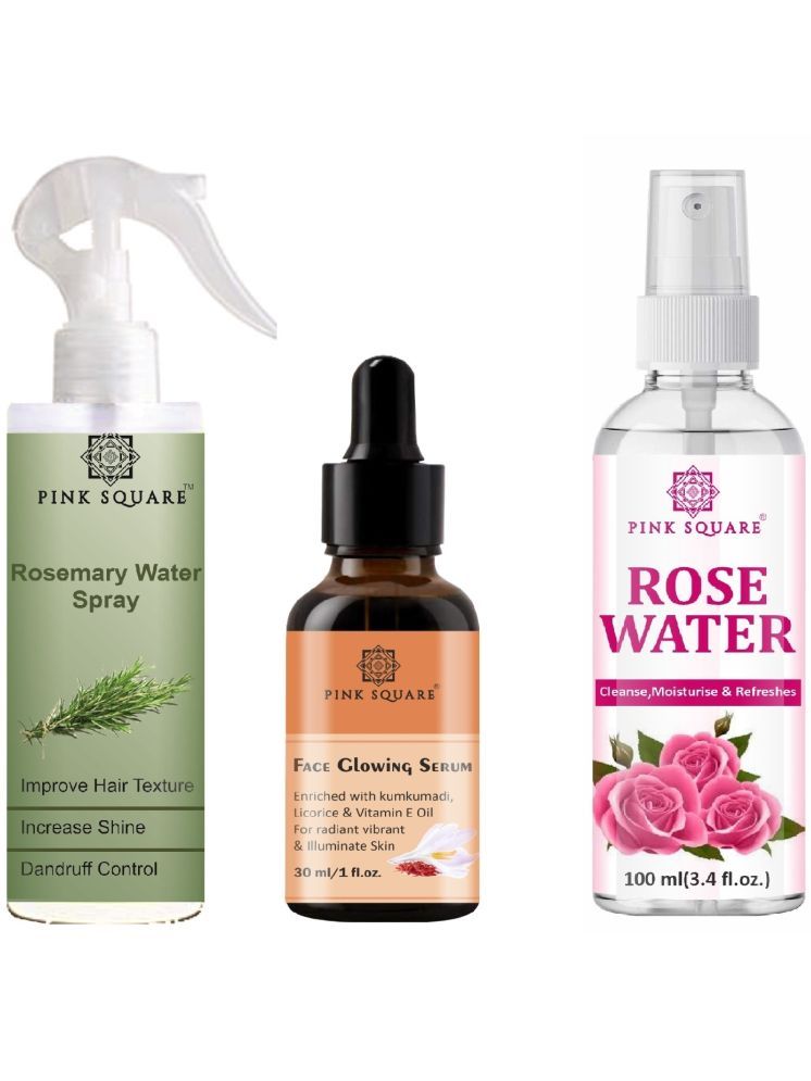     			Rosemary water Hair spray (100ml), Face Glowing Skin Serum (30ml) & Hydrating Rose Water (100ml) Combo of 3