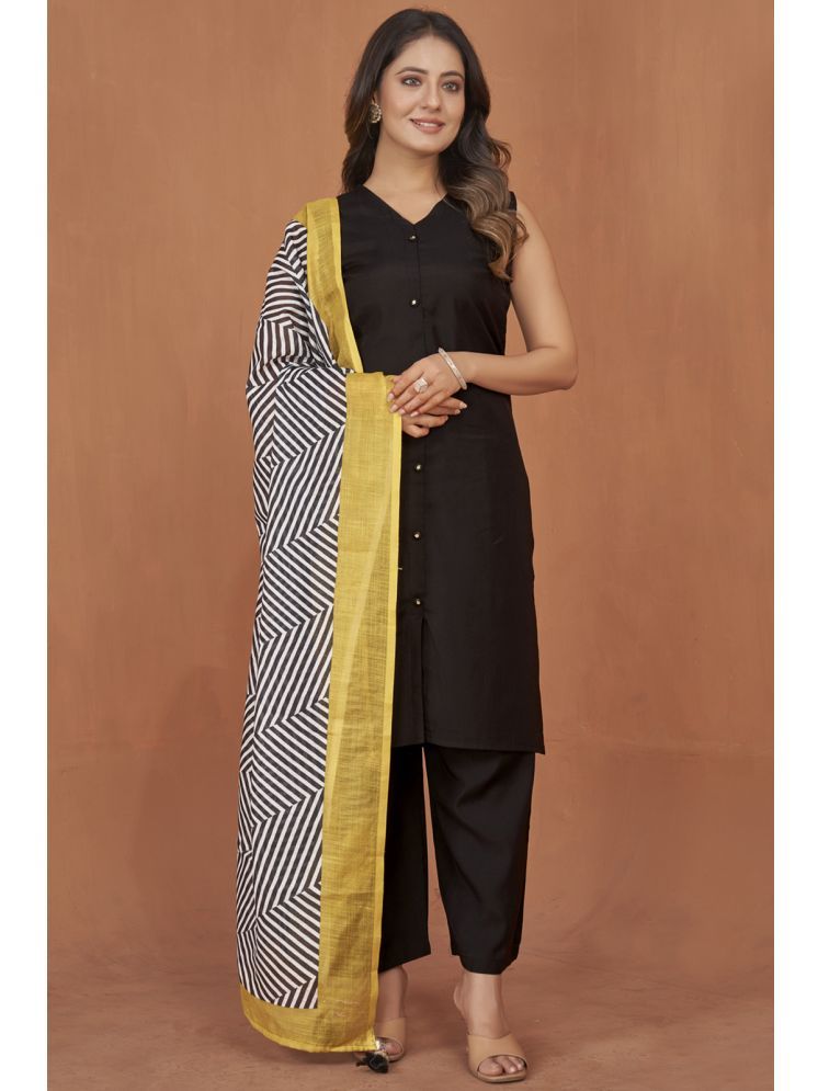     			Style Samsara Cotton Silk Solid Kurti With Pants Women's Stitched Salwar Suit - Black ( Pack of 1 )