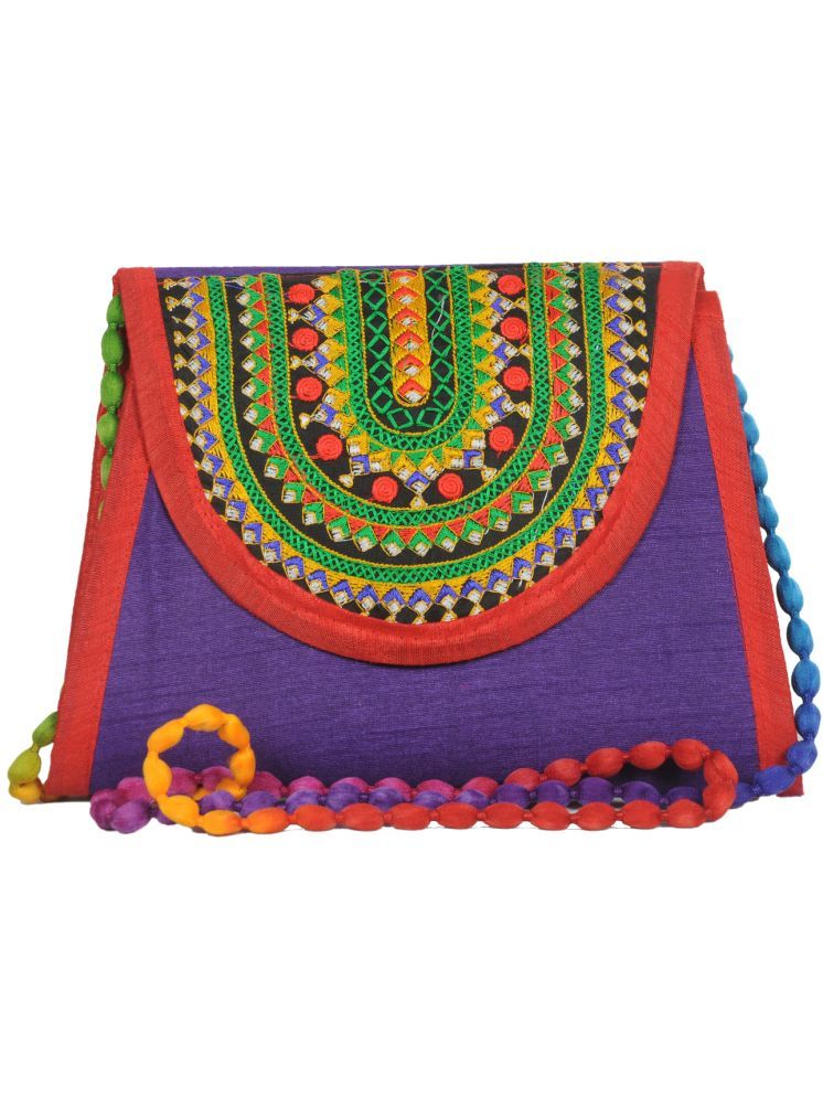     			Sunvika House Purple Cotton Sling Bag