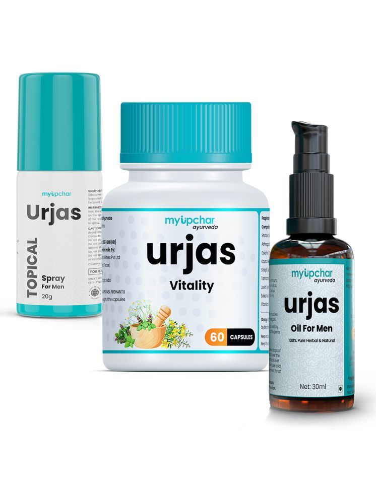     			Urjas T-Boost 60 Capsules With Urjas Oil & Urjas Spray - 30 Ml | Improve Power & Stamina