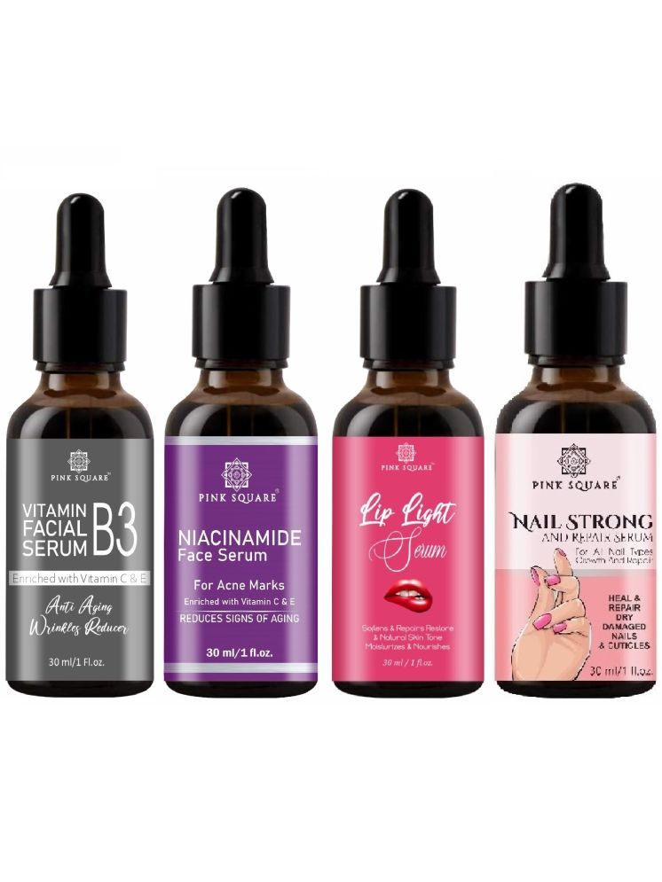     			Vitamin B3 Face Serum, Niacinamide face Serum, Lip Light Serum & Nail Strong and Repair Serum (Each,30ml) Combo of 4