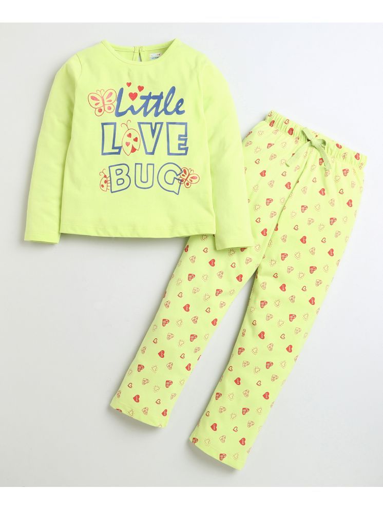     			BUMZEE Lime Green Cotton Girls Top With Pajama ( Pack of 1 )