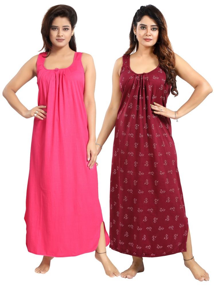     			Cinco Multicolor Cotton Blend Women's Nightwear Night Dress ( Pack of 2 )