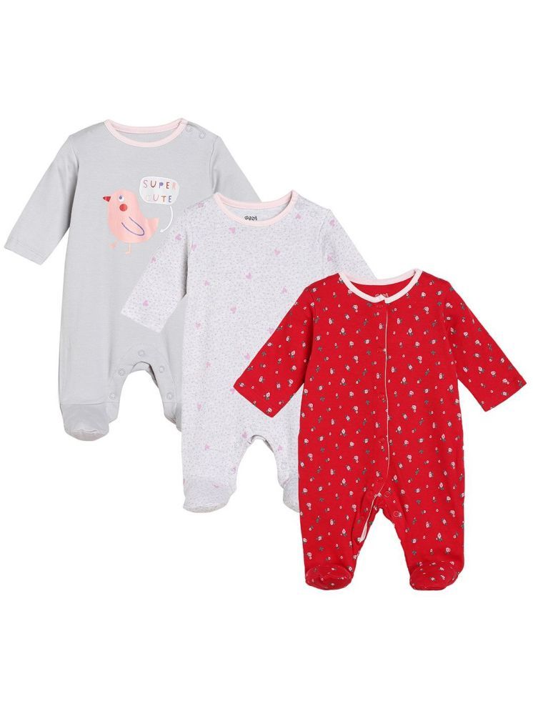     			MINI KLUB Multicolor Cotton Bodysuit For Baby Girl ( Pack of 3 )