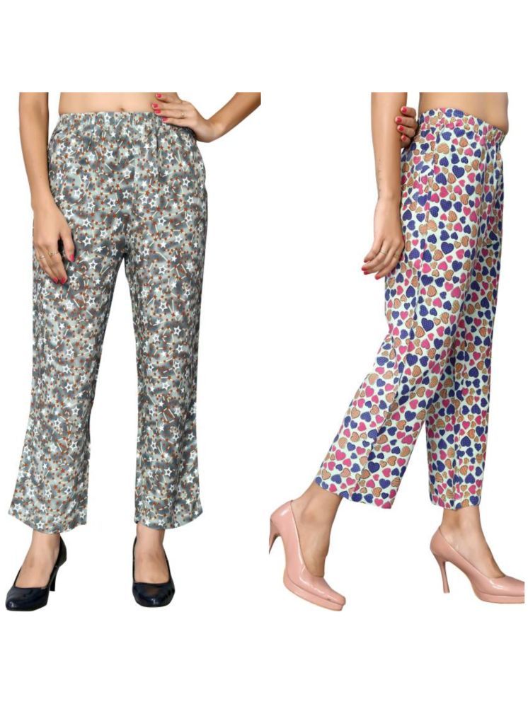     			Anjir Multi Color Rayon Women's Nightwear Pajamas ( Pack of 2 )