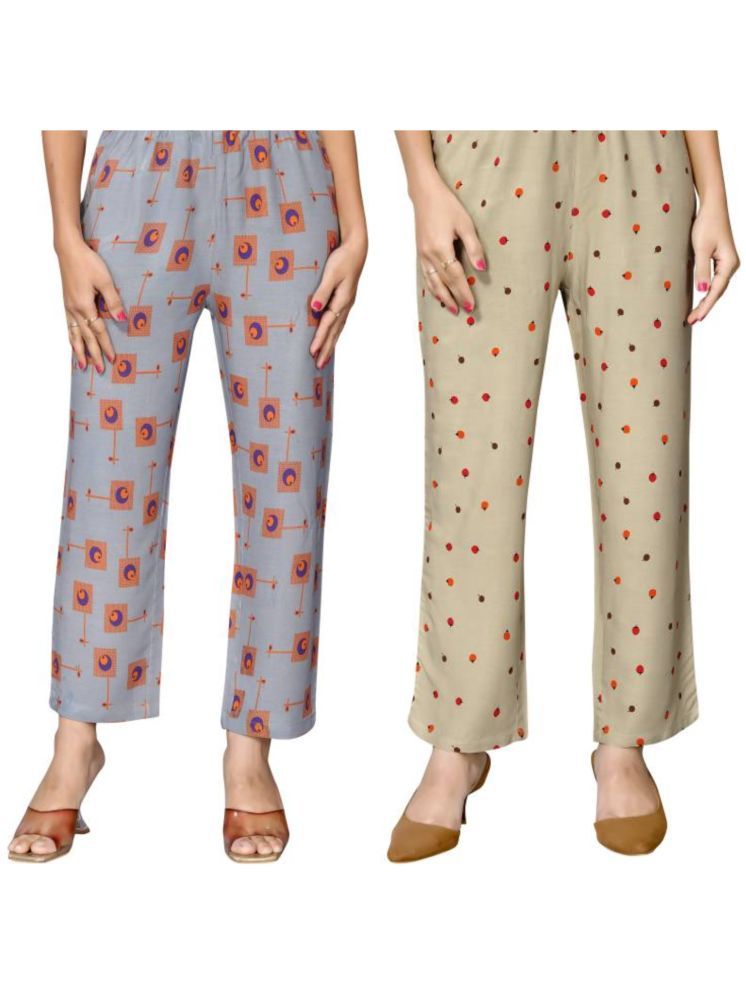     			Anjir Multi Color Rayon Women's Nightwear Pajamas ( Pack of 2 )