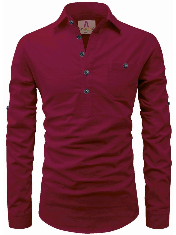     			Apektra Maroon Cotton Men's Shirt Style Kurta ( Pack of 1 )