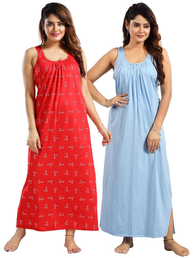     			Cinco Multicolor Cotton Blend Women's Nightwear Nighty & Night Gowns ( Pack of 2 )