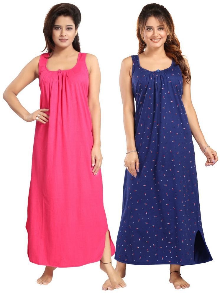     			Cinco Multicolor Cotton Blend Women's Nightwear Nighty & Night Gowns ( Pack of 2 )