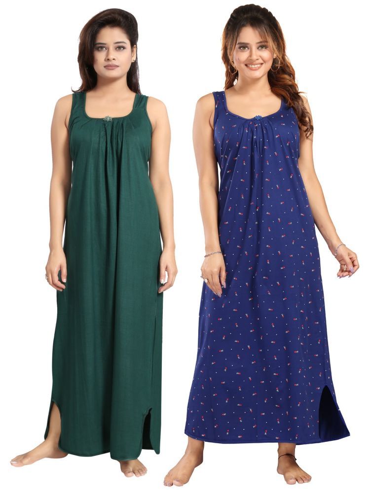     			Cinco Multicolor Cotton Blend Women's Nightwear Nighty & Night Gowns ( Pack of 2 )