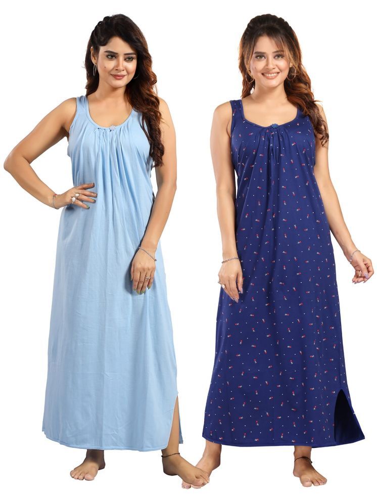     			Cinco Multicolor Cotton Blend Women's Nightwear Night Dress ( Pack of 2 )