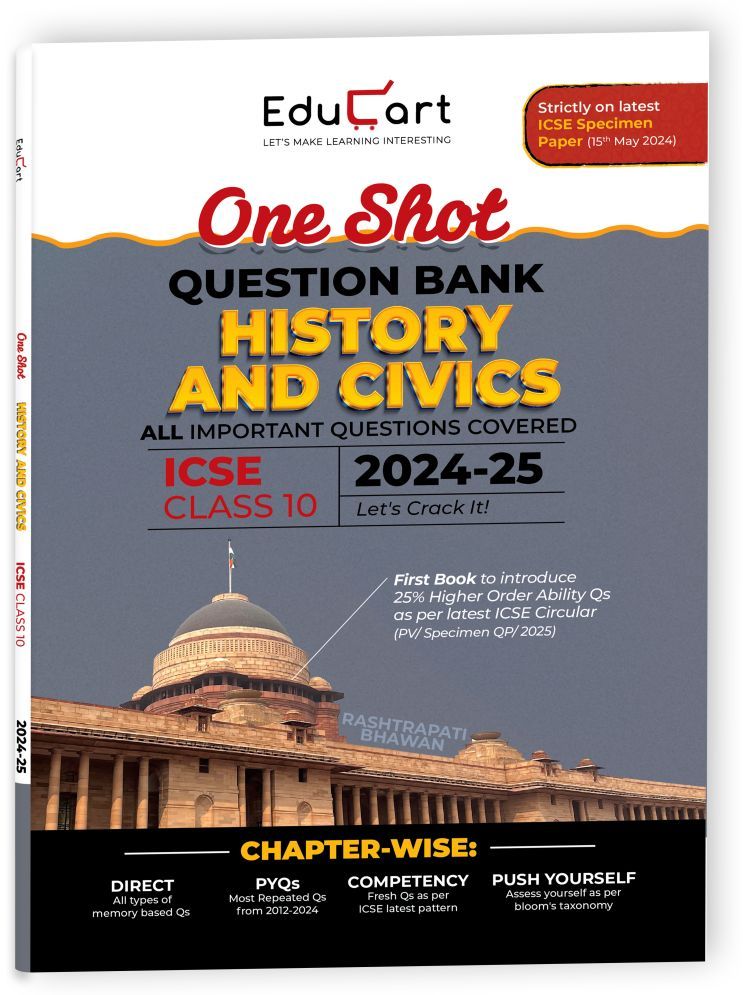     			Educart ICSE Class 10 History & Civics One Shot Question Bank 2025 for 2024-25 Exam