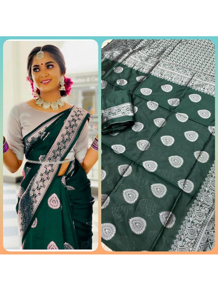     			Lady Shopi Art Silk Solid Saree With Blouse Piece - Green ( Pack of 1 )