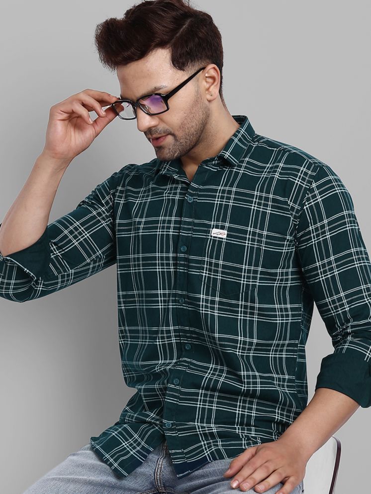     			MAJESTIC MAN 100% Cotton Slim Fit Checks Full Sleeves Men's Casual Shirt - Teal ( Pack of 1 )