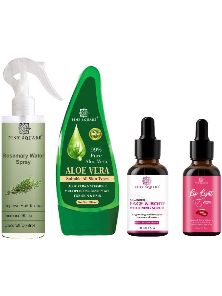     			Rosemary Water Hair Spray 100ml, Multipurpose Pure Aloe vera Gel 130ml, Face and Body Whitening Serum 30ml & Lip light Serum 30ml Combo 4