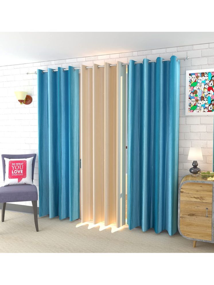     			THE LAILA Solid Semi-Transparent Ring Rod Curtain 5 ft ( Pack of 3 ) - Multi Color