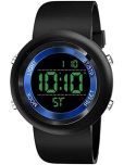 Rhonium Black PU Digital Men's Watch