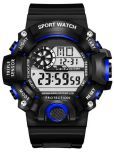 Rhonium Black PU Digital Men's Watch