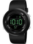 Rhonium Black PU Digital Men's Watch