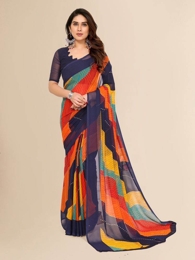     			ANAND SAREES Georgette Printed Saree With Blouse Piece - Multicolor ( Pack of 1 )