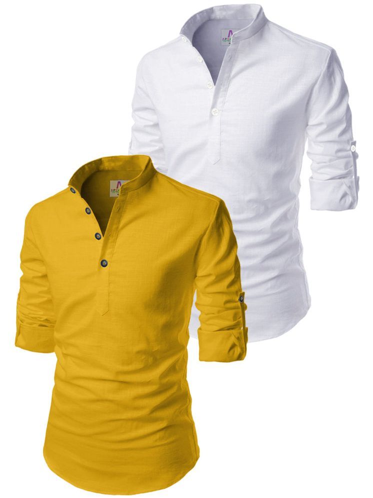     			Apektra Yellow Cotton Blend Men's Regular Kurta ( Pack of 2 )