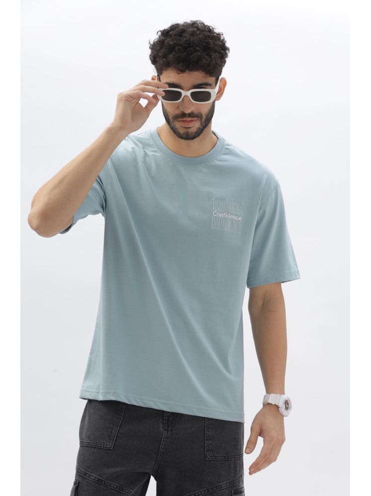     			COLOR HUNT 100% Cotton Oversized Fit Printed Half Sleeves Men's Round T-Shirt - Light Blue ( Pack of 1 )