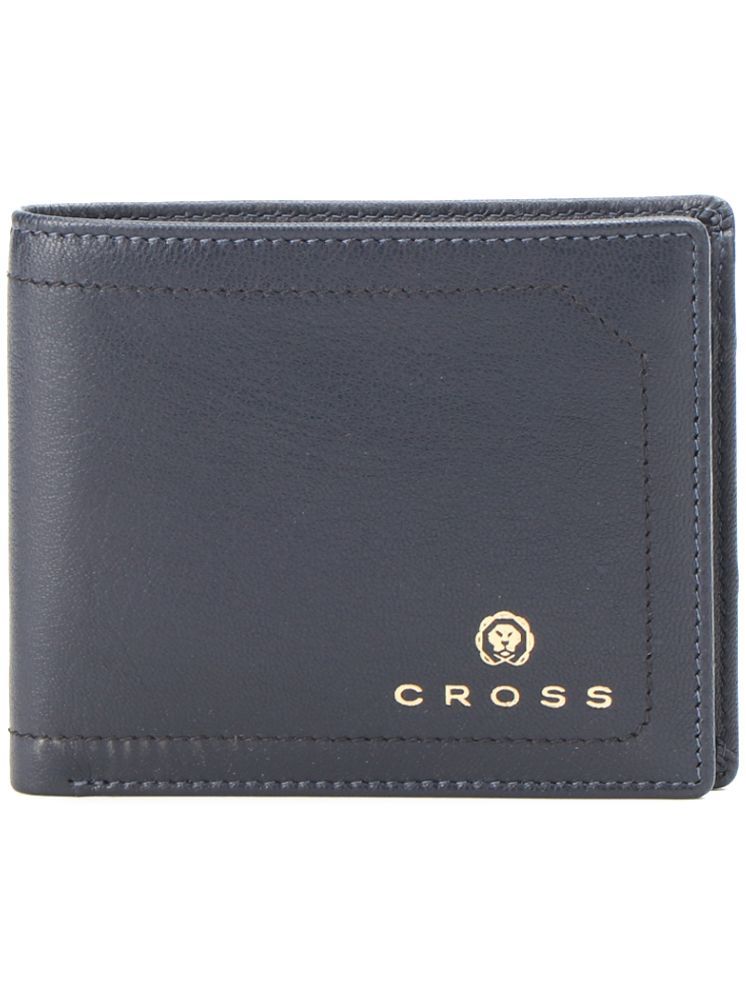     			Cross Navy Leather Men's Two Fold Wallet ( Pack of 1 )