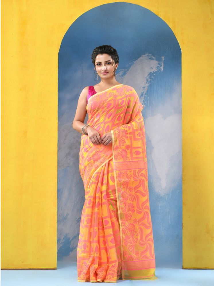     			Desh Bidesh Cotton Woven Saree Without Blouse Piece - Yellow ( Pack of 1 )