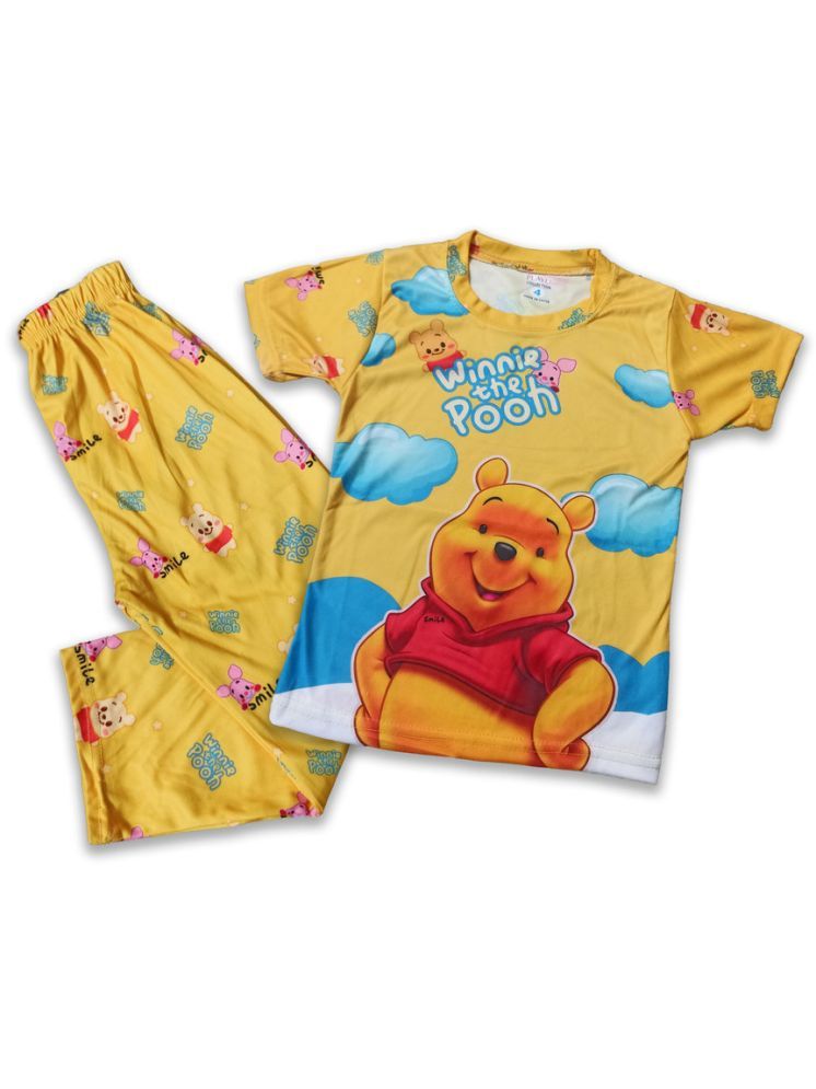     			Girls & Boys Night Suit Sleepwear for Kids Half Sleeves Cartoon Printed (Pack of 1, Multiprint & Color)